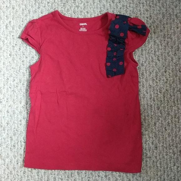 Gymboree Other - Girls 8 Gymboree red/navy shirt w/bow on shoulder